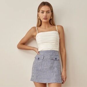Reformation Vera Linen Skirt in Challah Check Size 8